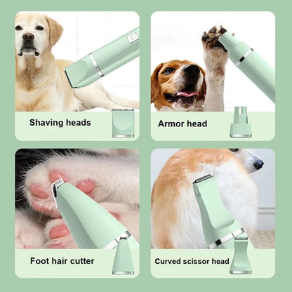 4 in 1 Electric Pet Grooming Kit - Hair Trimmer, Clippers, Nail Grinder for Cats & Dogs