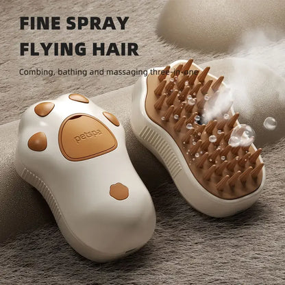 Electric Cat Steam Brush – 3-In-1 Pet Grooming Comb with Water Spray for Cats and Dogs, USB Rechargeable
